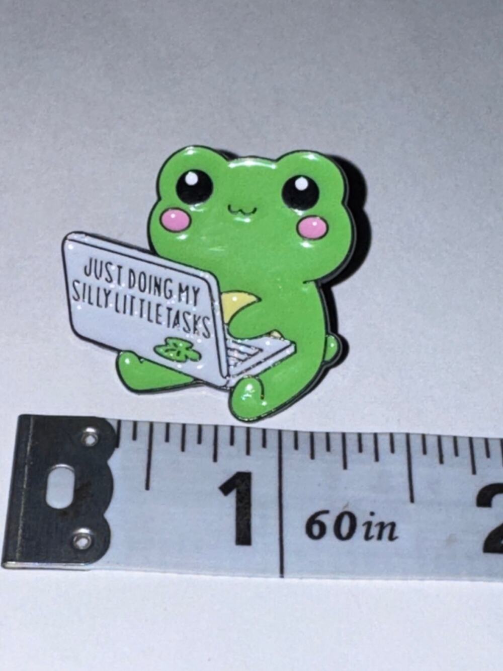 Just doing my silly little tasks Frog Pin Brooch